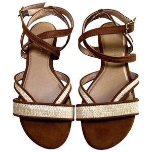 Kelly & Katie Spring/Summer Flat Sandals, New Condition, Size 8, Brown,Tan,Gold